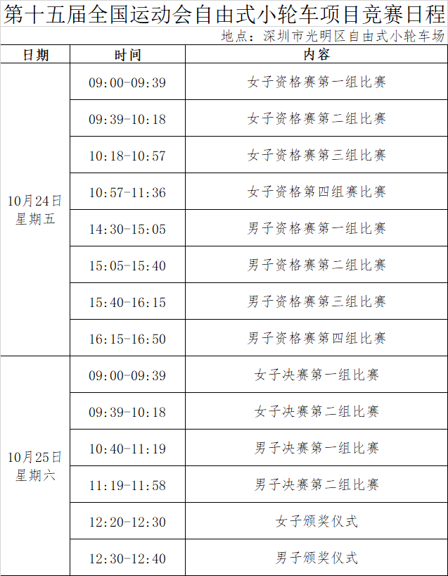 开云下载-2025深圳全运会9大赛事赛程表汇总!