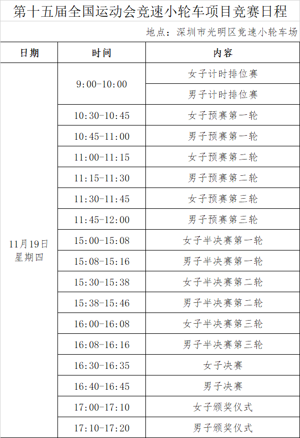 开云下载-2025深圳全运会9大赛事赛程表汇总!